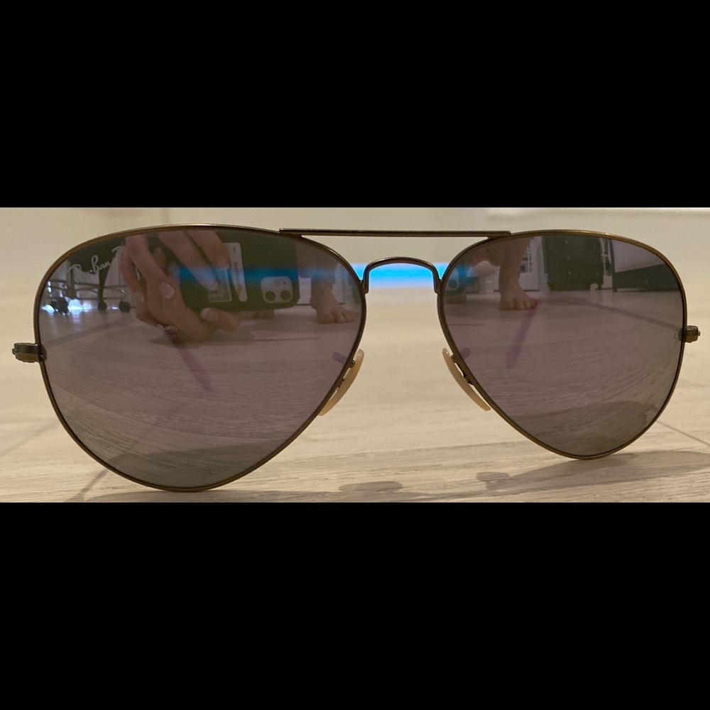 Ray Ban Aviator Polarized Lilac Flash Sunglasses - Picture 5 of 12
